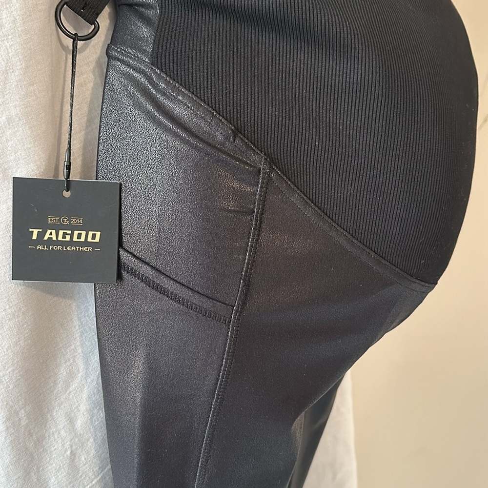 Tagoo maternity leggings over the belly pregnancy pants with pockets